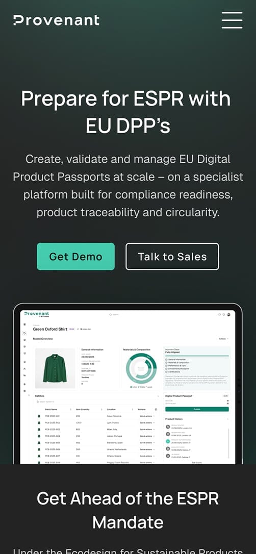 Provenant website design.